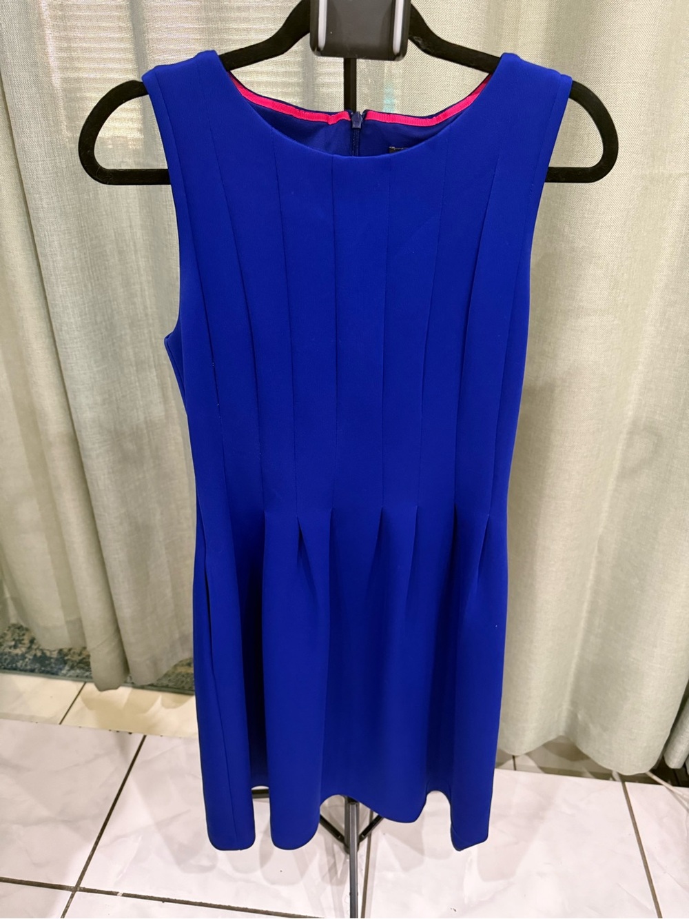 Vince Camuto Cobalt Blue Pleated Sleeveless Mini Dress
